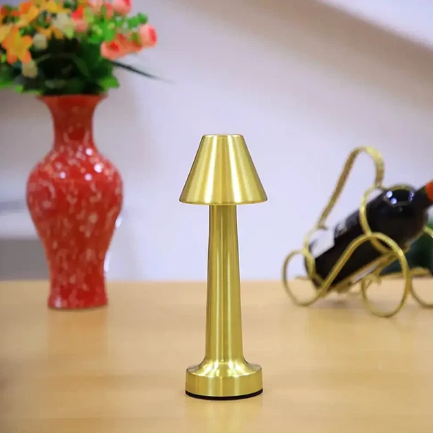 Настольная лампа аккумуляторная с USB светодиодная RGB для спальни модель PC-8231 цвет золото - изображение 9