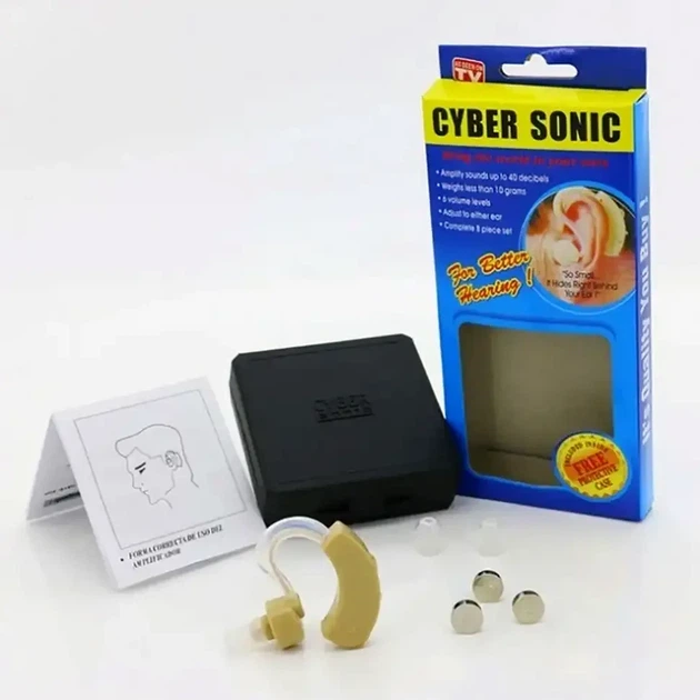 Слуховий апарат CYBER SONIC підсилювач звуку для вуха з потужністю 60Вт та напругою 220В завушний апарат для слуху - зображення 9