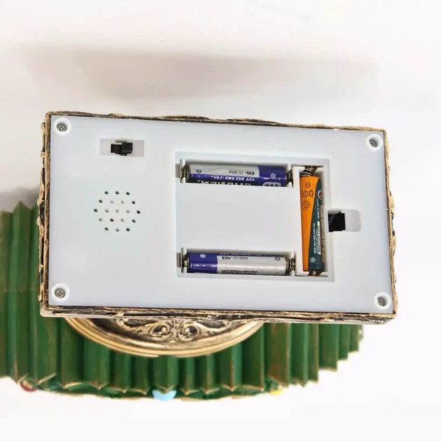 Новогодний светильник Елка с музыкой 5 мелодий LED фонарь на батарейках и USB зелёный пластиковый - изображение 4