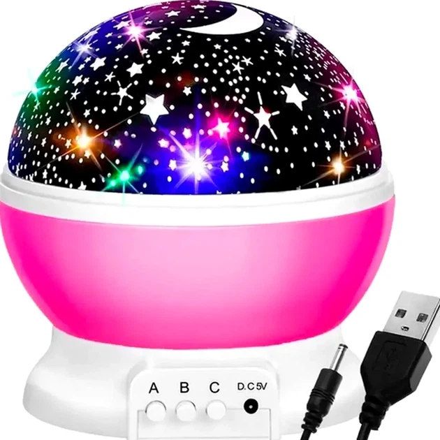 Ночник проектор звездного неба 10х10см с USB светодиодный белый из пластика для создания атмосферы Star Master Розовый - Фото 1 Ночник проектор звездного неба 10х10см с USB светодиодный белый из пластика для создания атмосферы Star Master Розовый - изображение 1