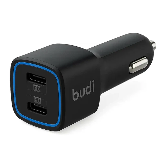 Автомобільний зарядний пристрій 70W з двома USB роз'ємами та довжиною шнура 1.5 метра для пристроїв Apple колір чорний - зображення 7