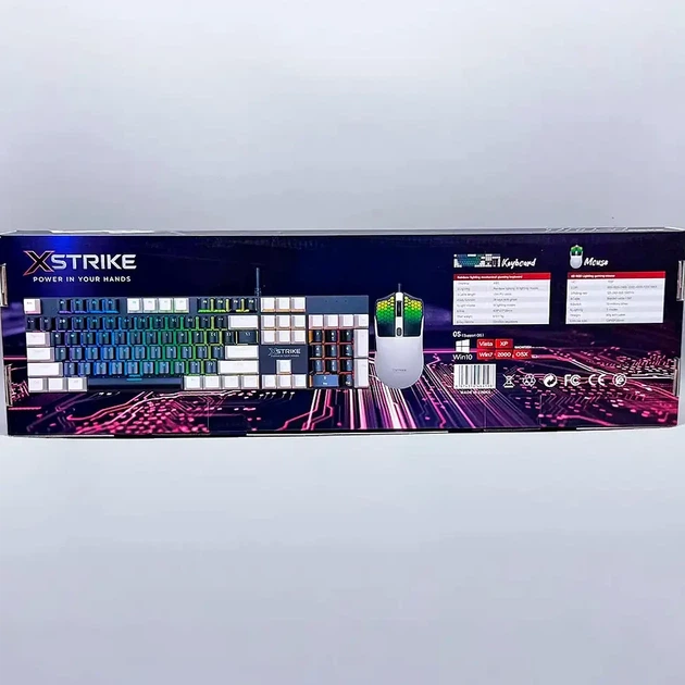 Проводная мембранная клавиатура с подсветкой и RGB мышь USB комплект для ПК и ноутбука XSTRIKE X-1011 черный - изображение 9
