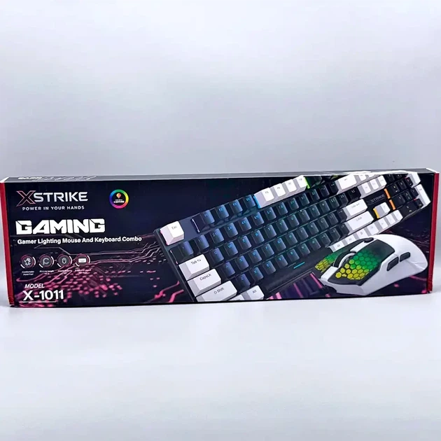 Проводная мембранная клавиатура с подсветкой и RGB мышь USB комплект для ПК и ноутбука XSTRIKE X-1011 черный - изображение 10
