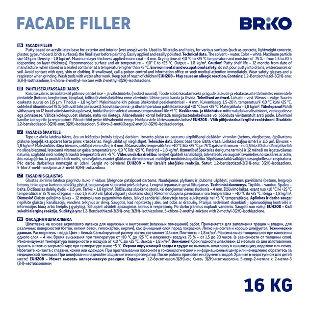 Шпаклівка Briko 500483341 грубозерниста 16 кг Біло-сіра (4751001657477) - зображення 2