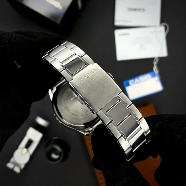 Мужские часы Casio MTP-1374D-2A серебристые с черным циферблатом - изображение 5