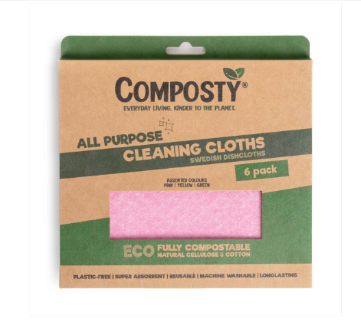 Набір серветок. Біорозкладні екологічні серветки без пластику Composty All Purpose Cleaning Cloths Eco компостовані 6 шт. - зображення 2
