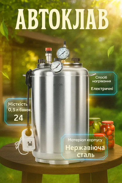 Автоклав А24 electro універсальний побутовий електричний для консервування, 35 л, з блоком керування - зображення 11