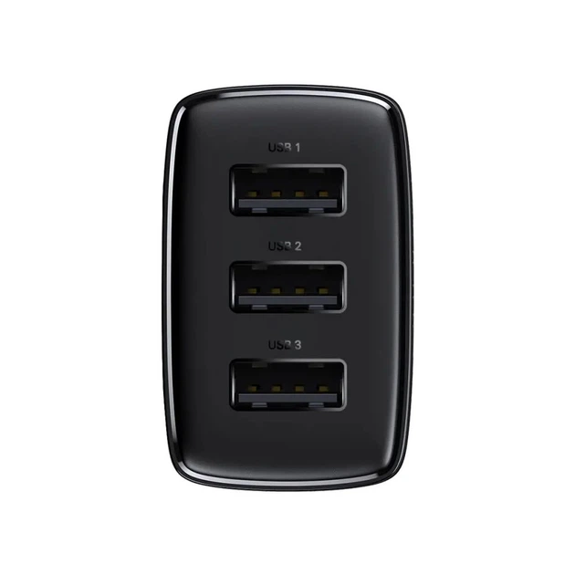 Зарядний блок живлення 3хUSB Baseus Compact Charger 17 W 5 V 3.4 А чорний - Фото 2 Зарядний блок живлення 3хUSB Baseus Compact Charger 17 W 5 V 3.4 А чорний - изображение 2