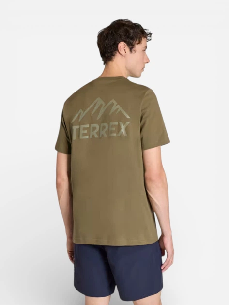 Футболка хлопковая длинная мужская Adidas Terrex Mountain Graphic KD4325 M Зеленая с принтом (4068821915725) - изображение 2
