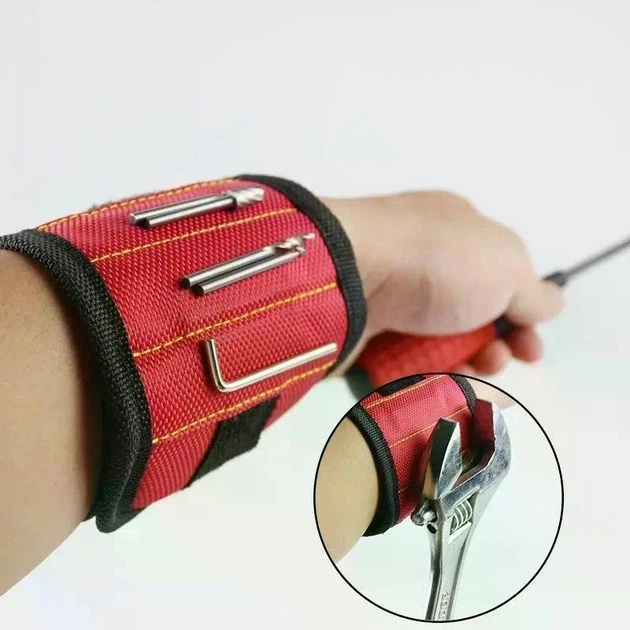 Магнітний браслет для інструментів Magnetic Wristband, для кріплення дрібних інструментів та кріплення - зображення 5