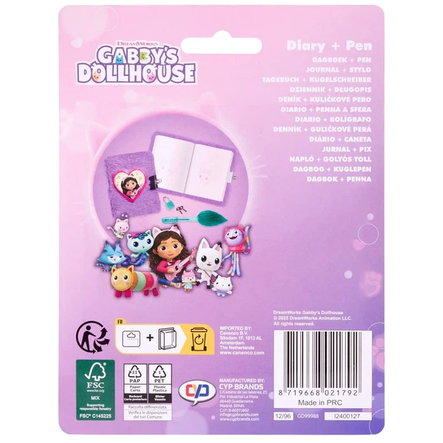 Пушистый блокнот на замке с ручкой GABBYS DOLLHOUSE GD99988 Разноцветный shop (8719668032552) - изображение 2