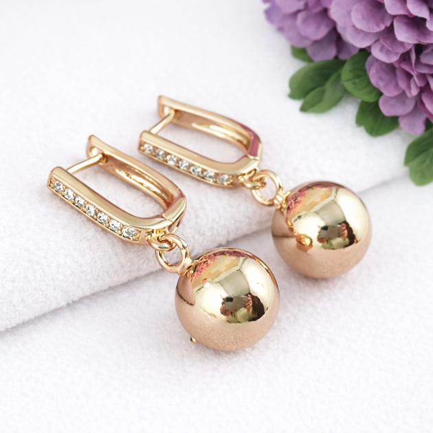 Серьги Xuping Jewelry длина 2см ширина 1см медицинское золото позолота 18К с1352 - изображение 2