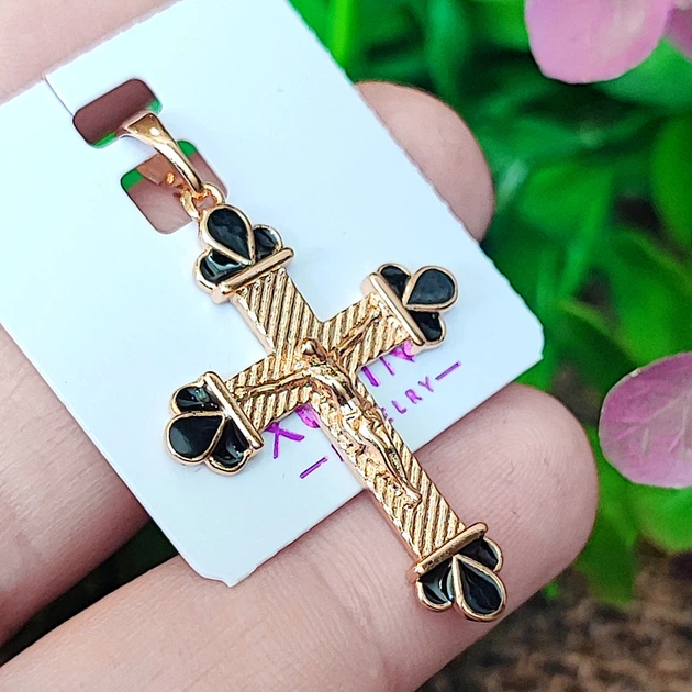 Хрестик Xuping Jewelry довжина з вушком 4см на ланцюжок до 4мм медичне золото позолота 18К к375 - зображення 2