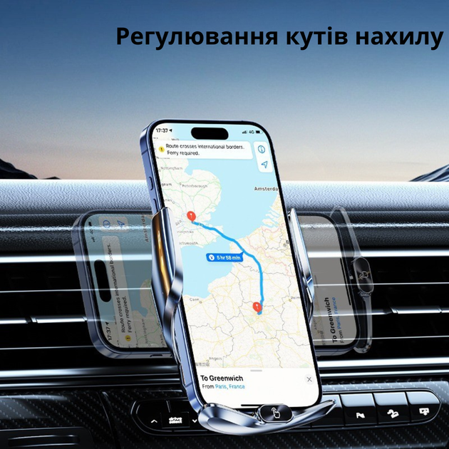Автомобильный держатель для телефона с магнитной беспроводной зарядкой 15W Type-C Micro Lightning черный (JDT-0849556) - Фото 7 Автомобильный держатель для телефона с магнитной беспроводной зарядкой 15W Type-C Micro Lightning черный (JDT-0849556) - изображение 7