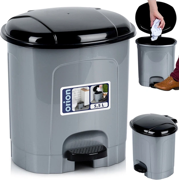 Kosz na śmieci Orion z pedałem plastikowy szary 5.5 l (8592381171445) - obraz 5