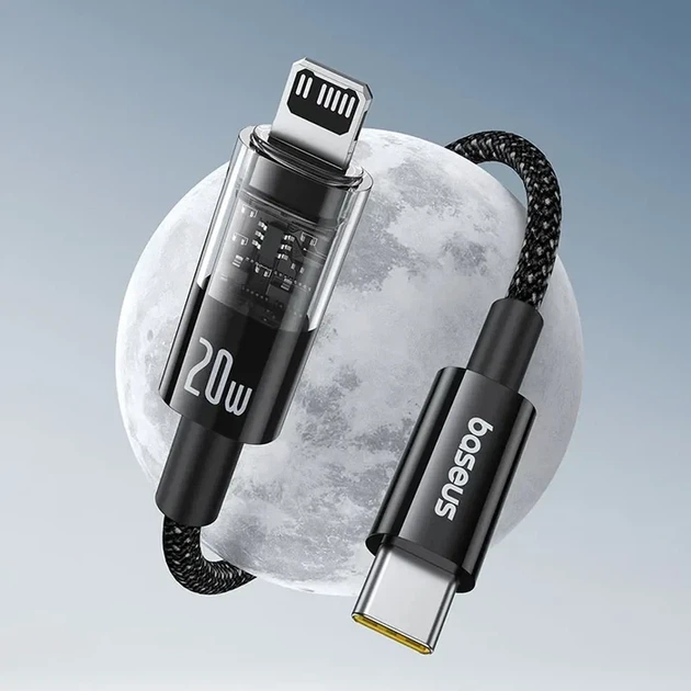 USB кабель Type-C на Lightning для iPhone Baseus Gem Fast-Charging Data Cable (20W, 2m, 480 Mbps). Black - зображення 3
