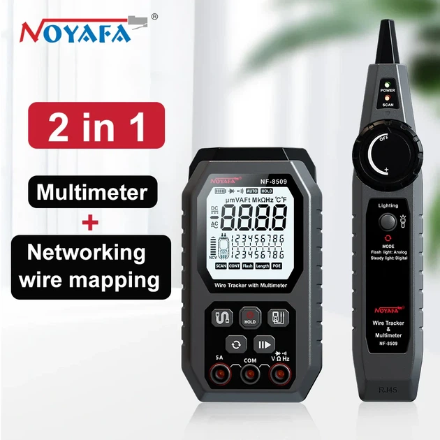 Багатофункціональний кабельний тестер, трасошукач NOYAFA NF-8509, PoE + мультиметр 2 в 1 - зображення 3