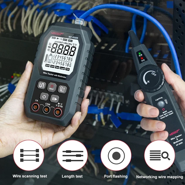 Багатофункціональний кабельний тестер, трасошукач NOYAFA NF-8509, PoE + мультиметр 2 в 1 - зображення 4