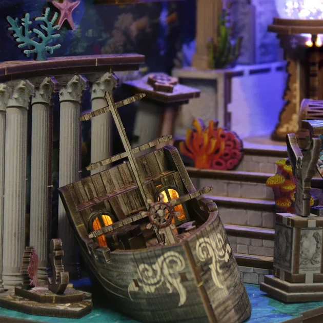 Букнук морська безодня, DIY Book Nook морської тематики з підсвіткою для самостійного складання - зображення 4