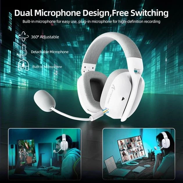 Беспроводные наушники Attack Shark L80 PRO WHITE (BT/2.4G ) - изображение 4