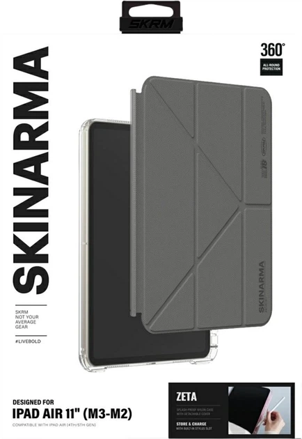 Etui z klapką SkinArma Zeta do Apple iPad Air 11" (M2, M3) / Air 10.9" (4th, 5th gen) Grey (SK-PDA11M3-ZETAGRY) - obraz 7