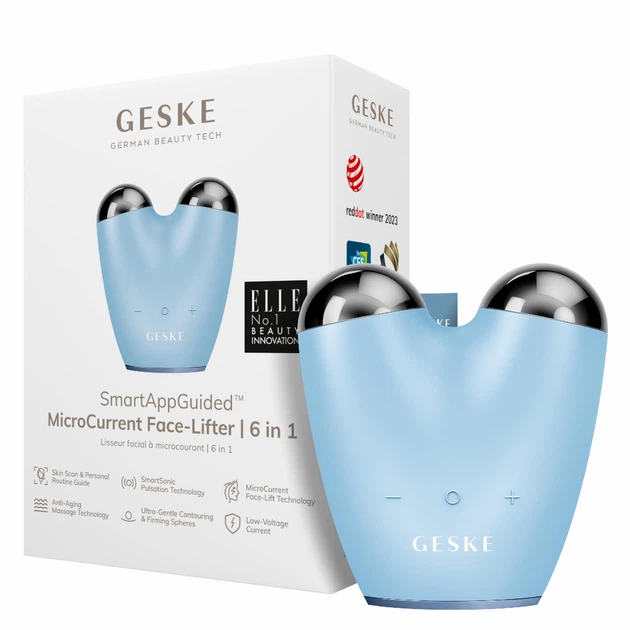 Микротоковый подтягиватель лица GESKE MicroCurrent Face-Lifter 6в1 аквамариновый - Фото 1 Микротоковый подтягиватель лица GESKE MicroCurrent Face-Lifter 6в1 аквамариновый - изображение 1