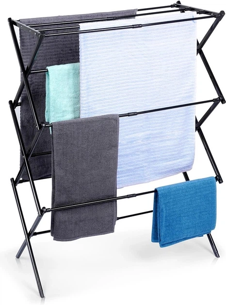 Suszarka na pranie Vilde metalowa czarna pionowa rozsuwana 44.5 - 75 x 37.5 x 105 cm (5904316490959) - obraz 2