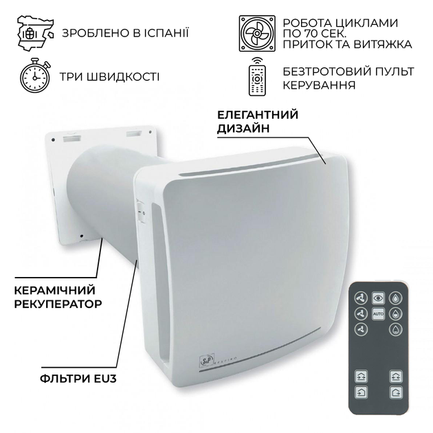 Рекуператор воздуха с дистанционным пультом Soler&Palau RESPIRO 150 RD N - изображение 2