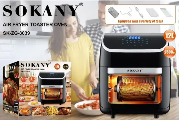 Аерофритниця аерогриль SOKANY із захистом від перегріву 14 л чорная - изображение 3