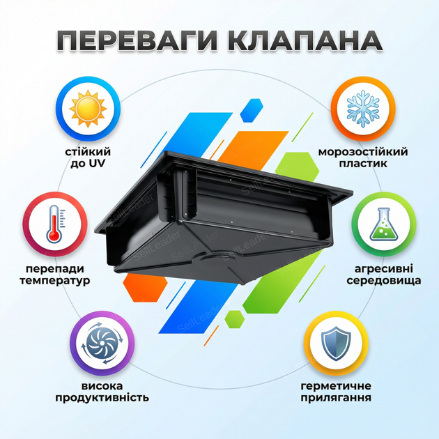 Клапан вентиляционный 5550м3/час потолочный 78x78х22см гравитационный морозостойкий пластик для промышленности - изображение 2