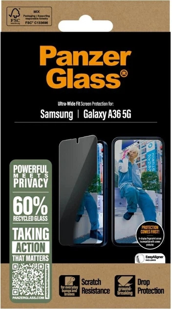 Szkło hybrydowe Panzer Glass Ultra-Wide Fit Privacy Glass do Samsung Galaxy A36 5G (5715685017346) - obraz 4