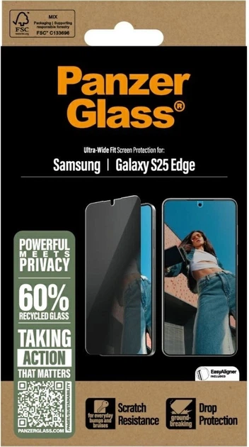 Szkło hybrydowe Panzer Glass Ultra-Wide Fit Privacy Glass do Samsung Galaxy S25 Edge (5715685025648) - obraz 4