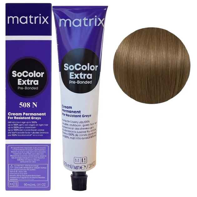 Стойкая крем краска для волос Matrix SOCOLOR.beauty Extra Coverage 508N 90 мл - Фото 3 Стойкая крем краска для волос Matrix SOCOLOR.beauty Extra Coverage 508N 90 мл - изображение 3