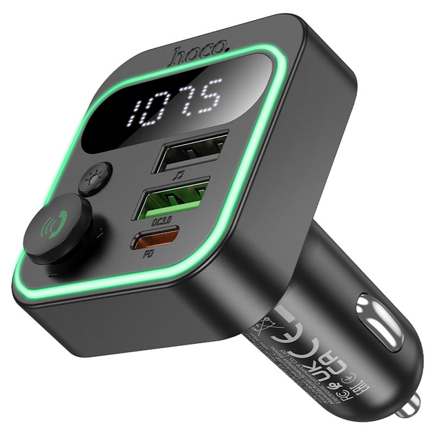 Автомобильный FM-трансмиттер модулятор Bluetooth MP3 с быстрой зарядкой дисплеем подсветкой микрофоном 20w (482637-Prob) - изображение 3