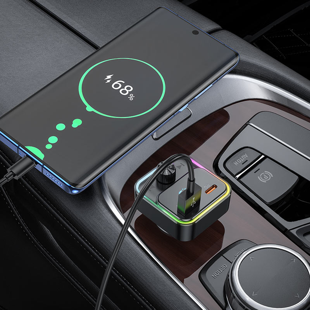 Автомобильный FM-трансмиттер зарядное устройство модулятор Bluetooth MP3 с быстрой зарядкой 30w 80x43x44 мм (482641-Prob) - изображение 4
