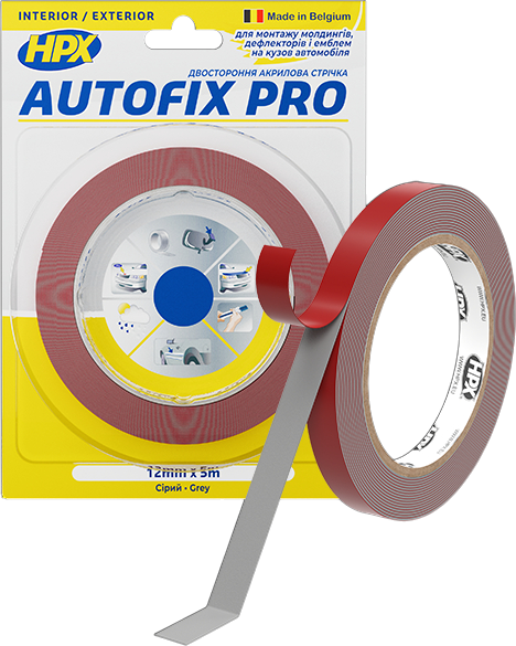 Лента двухсторонняя акриловая HPX Autofix Pro 12 мм х 5 м Серая (AF1205) - Фото 1 Лента двухсторонняя акриловая HPX Autofix Pro 12 мм х 5 м Серая (AF1205) - изображение 1