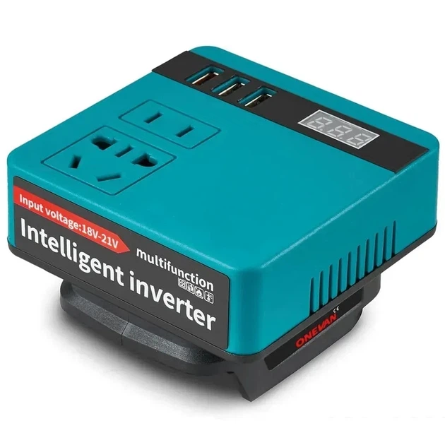 Інверторний адаптер напруги 220V 120W для Li-ion акумуляторів типу Makita 18-21V - зображення 2
