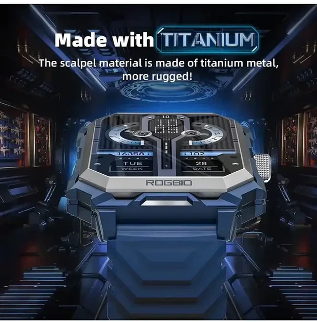 Смарт-часы Rogbid S3 Titanium 2025, AMOLED 1.96", 123 спортивных режима, GPS, NFC, MIL-STD-810H, водостойкие, пульсометр, трек - изображение 2