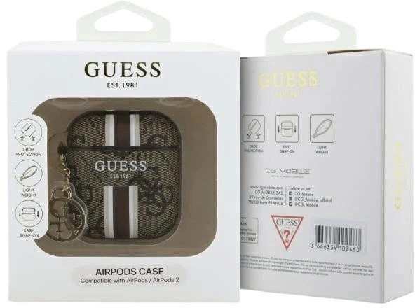 Чехол Guess 4G Printed Stripes Charm для Apple AirPods 1/2 Brown (3666339311100) - зображення 3