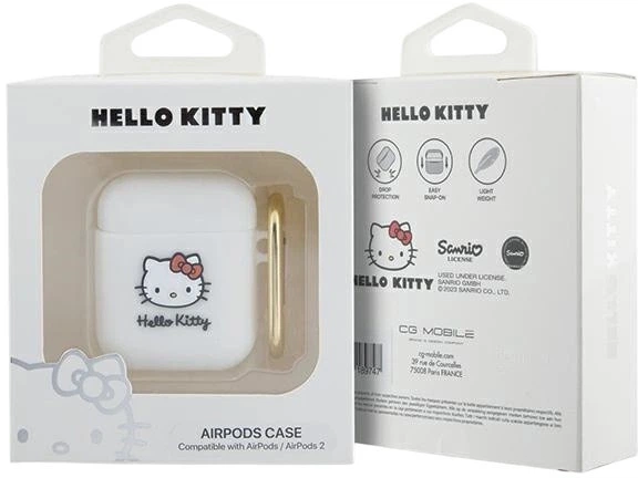 Etui Hello Kitty Silicone 3D Kitty Head do Apple AirPods 1/2 White (3666339189754) - obraz 3