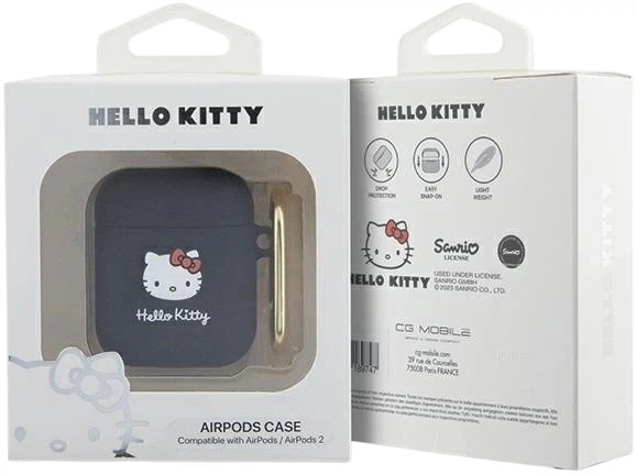 Etui Hello Kitty Silicone 3D Kitty Head do Apple AirPods 1/2 Black (3666339189631) - obraz 3