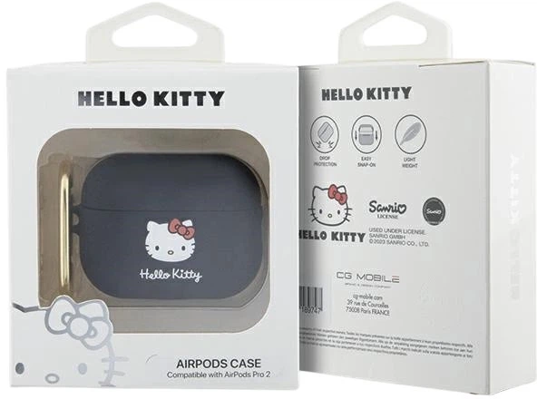 Etui Hello Kitty Silicone 3D Kitty Head do Apple AirPods Pro 2 Black (3666339189655) - obraz 4