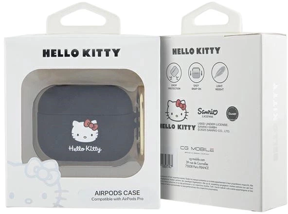 Etui Hello Kitty Silicone 3D Kitty Head do Apple AirPods Pro Black (3666339189648) - obraz 3