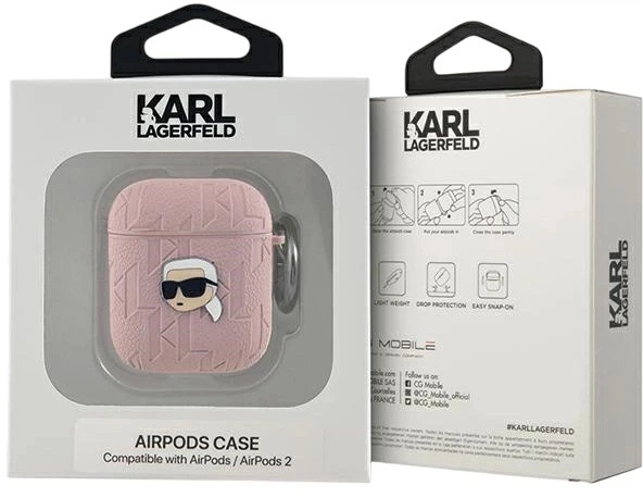Чехол Karl Lagerfeld Monogram Karl Head для Apple AirPods 1 / 2 Pink (3666339283759) - зображення 3