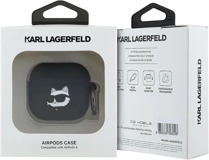 Чехол Karl Lagerfeld Silicone Choupette Head 3D для Apple AirPods 4 Black (3666339398026) - зображення 3