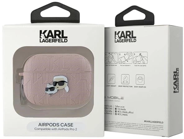Чехол Karl Lagerfeld Monogram Karl & Choupette Head для Apple AirPods Pro 2 Pink (3666339283704) - зображення 4