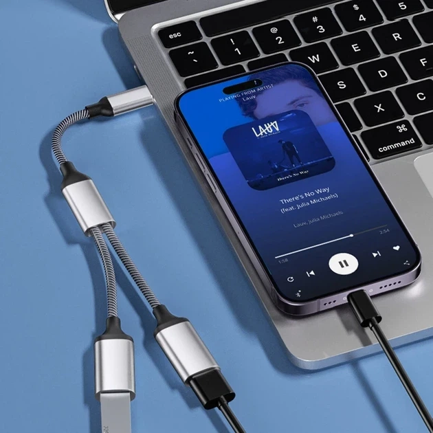 Перехідник Type-C Mobile Phone Tablet Type-C Hub USB-C Male to Two USB-C Female (3-in-1 Splitter Adapter) - Фото 3 Перехідник Type-C Mobile Phone Tablet Type-C Hub USB-C Male to Two USB-C Female (3-in-1 Splitter Adapter) - зображення 3