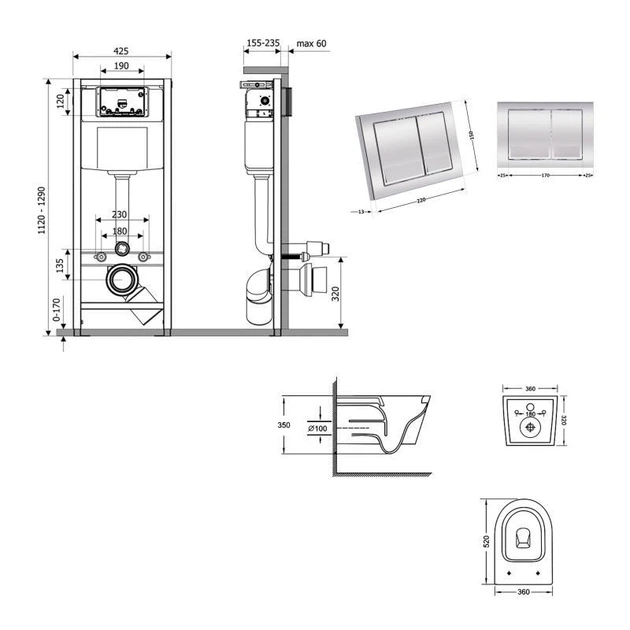 Инсталляция 4 в 1 Qtap Nest Jay Хром (QT07335175W48186) - изображение 2