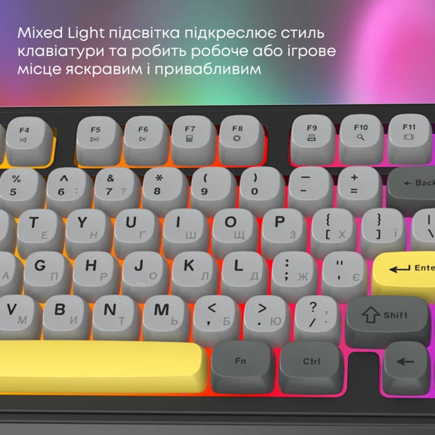 Клавиатура Ajazz AF98 USB UA Black/Grey/Yellow (AF98-BGY) (343116) - изображение 9