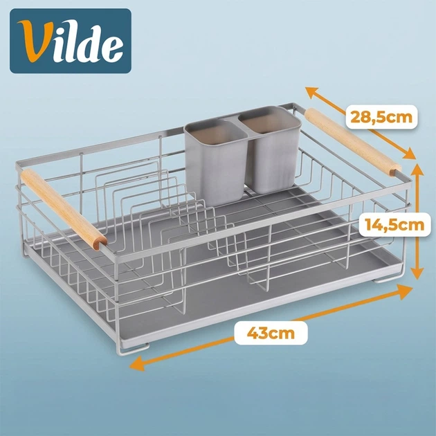 Сушарка для посуду Vilde сіра 43 x 28.5 x 14.5 см (5904316475499) - зображення 5